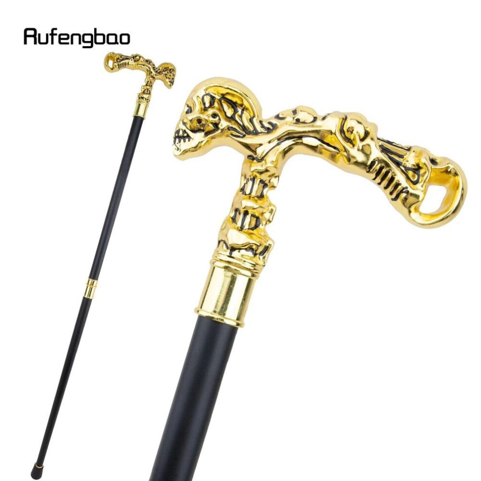 (yellow) Golden Skull Walking Stick Decorative Vampire Cospaly Vintage Party Fashionable Walking Cane Halloween Crosier 93cm