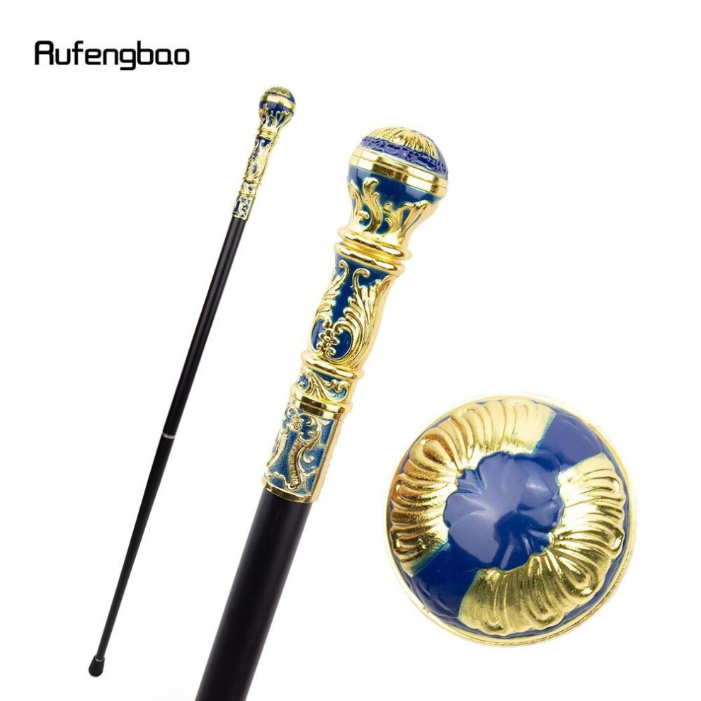 Golden Blue Luxury Round Handle Fashion Walking Stick for Party Decorative Walking Cane Elegant Crosier Knob Walking Stick 93cm