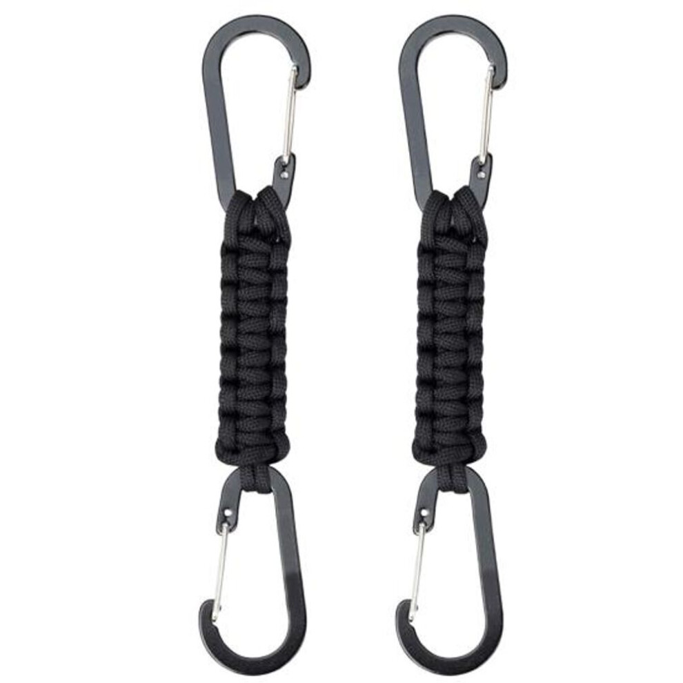(black) 2 Pcs Heavy Duty Carabiners Braided Stainless Long-lasting Paracords Keychain Hook D Ring Carabiner Clips For Water Bottle Keys Backpack Outdoor