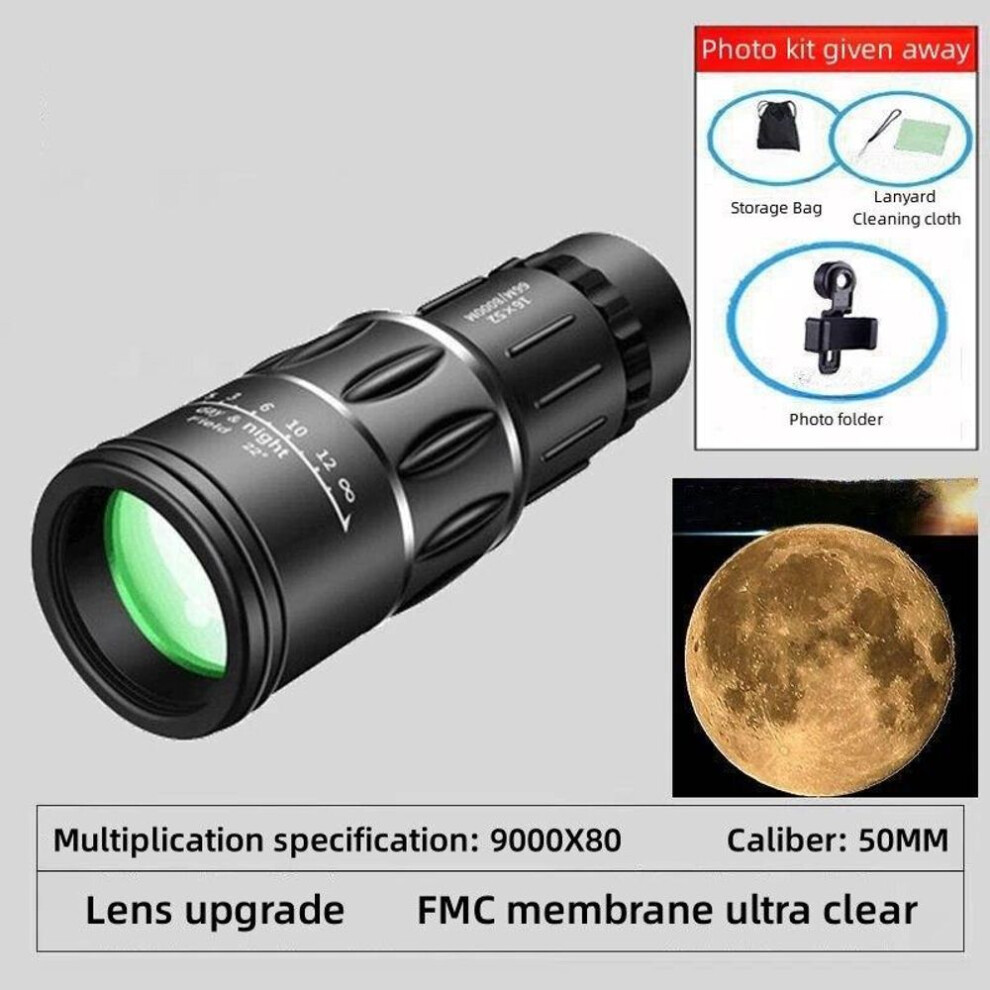 (as the picture, B) Portable Telescope 9000x80 Hd Professional Monocular Zoom Binoculars Low Light Vision Night Hunting Camping Equipment