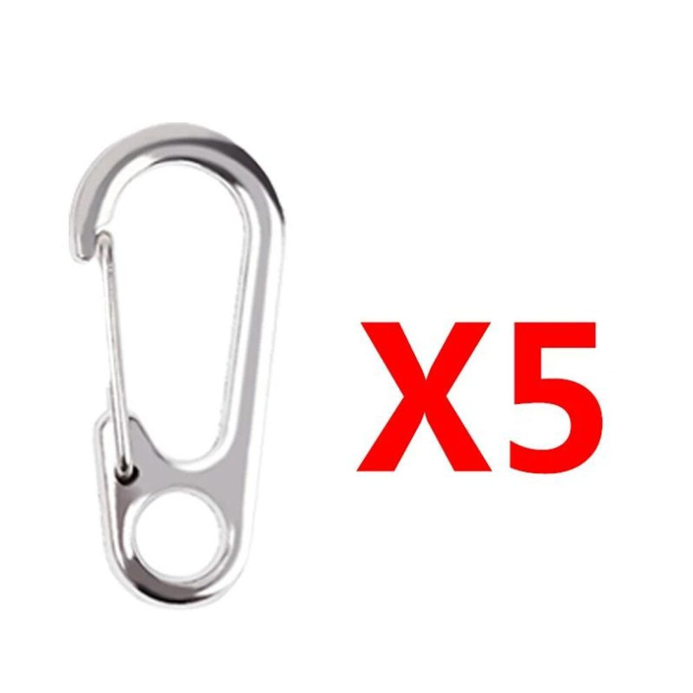 (as the picture, 5pcs (Silver)) 5/10pcs Mini Carabiner Keychain D-ring Key Chain Spring Clips Aluminium Alloy Hang Buckle Survival Outdoor Camping Keyring Tool