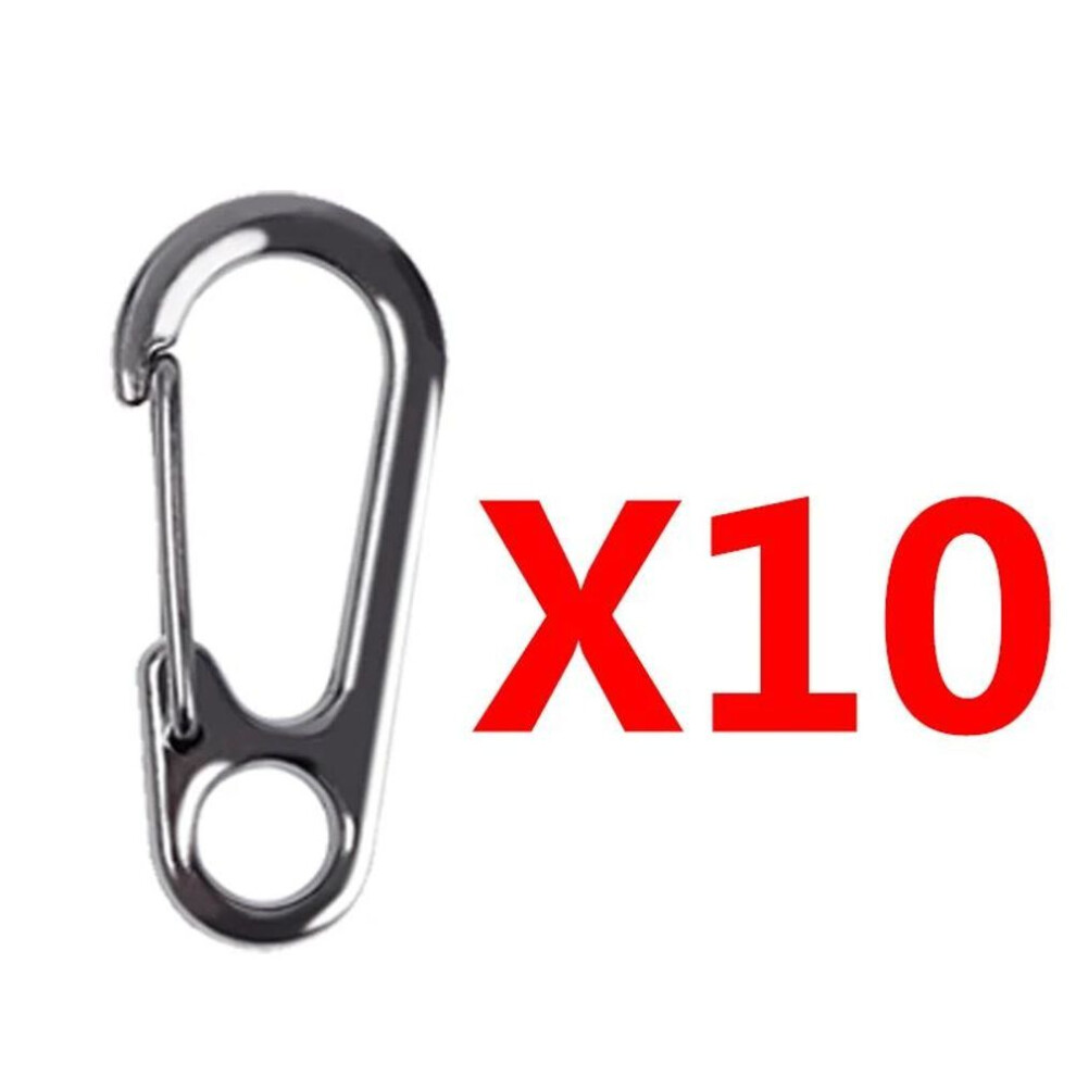 (as the picture, 10pcs (Gun Color)) 5/10pcs Mini Carabiner Keychain D-ring Key Chain Spring Clips Aluminium Alloy Hang Buckle Survival Outdoor Camping Keyring Tool
