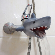 (Grey Shark) Faucet Extender Bath Spout Cover For Baby, Silicone Cartoon Tub Faucet Cover Extension For Hand Washing - Kids Toddler Bathroom Protection Accessories