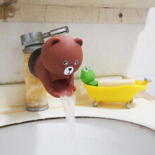 (braun bear) Faucet Extender Bath Spout Cover For Baby, Silicone Cartoon Tub Faucet Cover Extension For Hand Washing - Kids Toddler Bathroom Protection Accessories