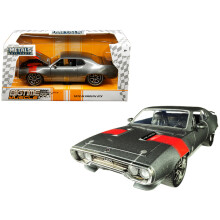 1972 Plymouth GTX 440 Metallic Gray with Red Stripe Bigtime Muscle 124 Diecast Model Car by Jada