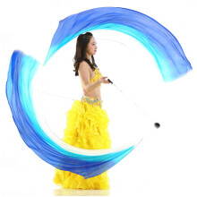 KIKIGOAL Lot de 2 voiles de danse en soie multicolores 2,5 x 0,9 m (bleu d?grad? 2,5 x 0,9 m)