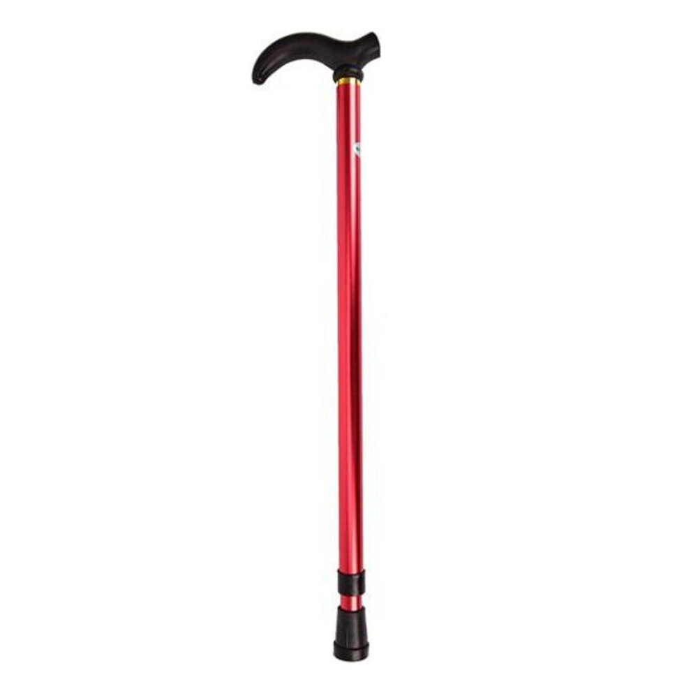 (red) Walking Stick with Ergonomic Handle 2 Section Length Adjustable Stable Anti-Skid Crutch Hiking Cane for Women Men
