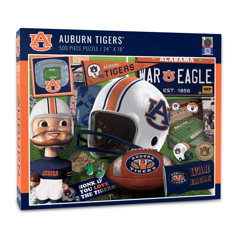 Photos - Jigsaw Puzzle / Mosaic YouTheFan NCAA Auburn Tigers Retro Series Puzzle - 500 Pieces Team Colors Large 0950240