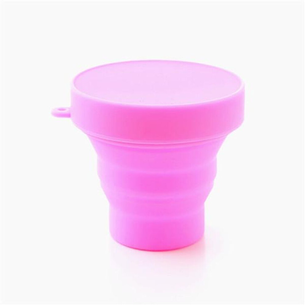 (pink) Solid Color Water Silicone Cups Folding Gargle Cup For Outdoor Travel Drinkware Tools Portable
