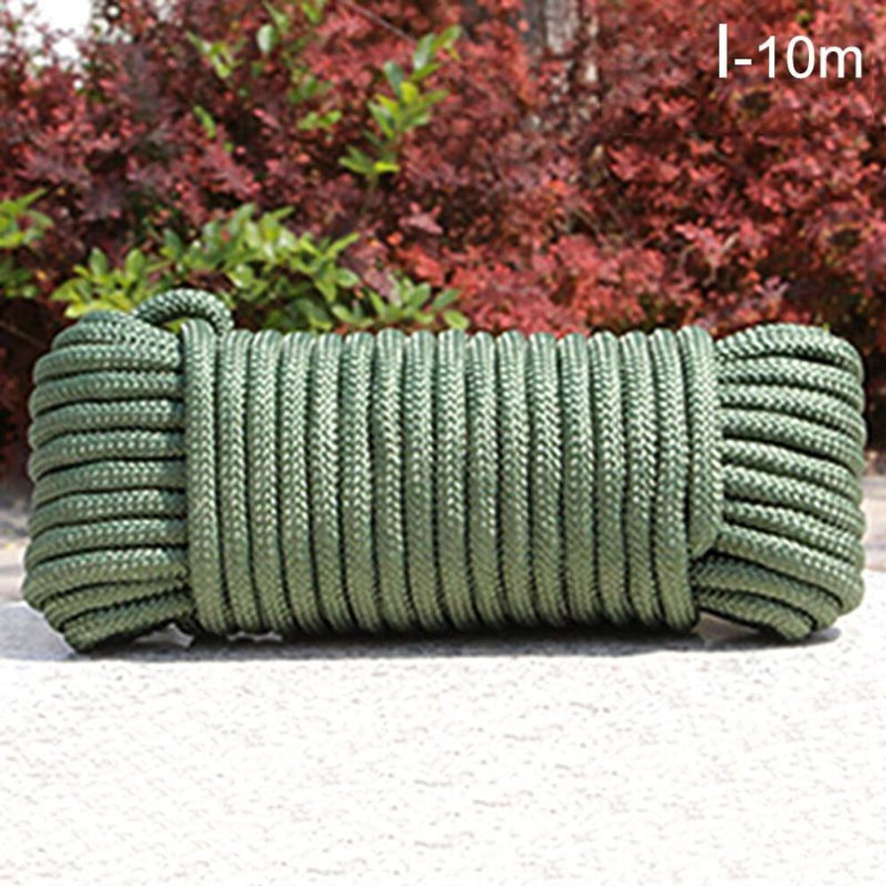 (army green, 6mm) 10 Meters Outdoor Travel Nylon Laundry Line Multifunctional Clotheslines Portable Clothes Dryers