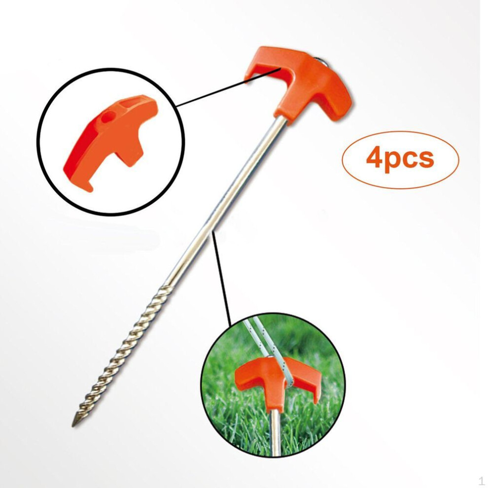 4x Screw In Tent Stakes, Pegs Steel Hex Drillable Stakes Ground Anchors For