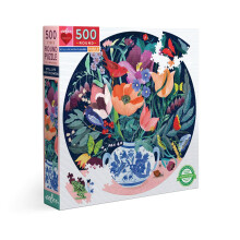 eeBoo: Piece and Love Stillleben mit Blumen, 500-teiliges rundes Kreis-Puzzle fr Erwachsene und Familien. Glnzende, stabile Teile und minimaler Puz