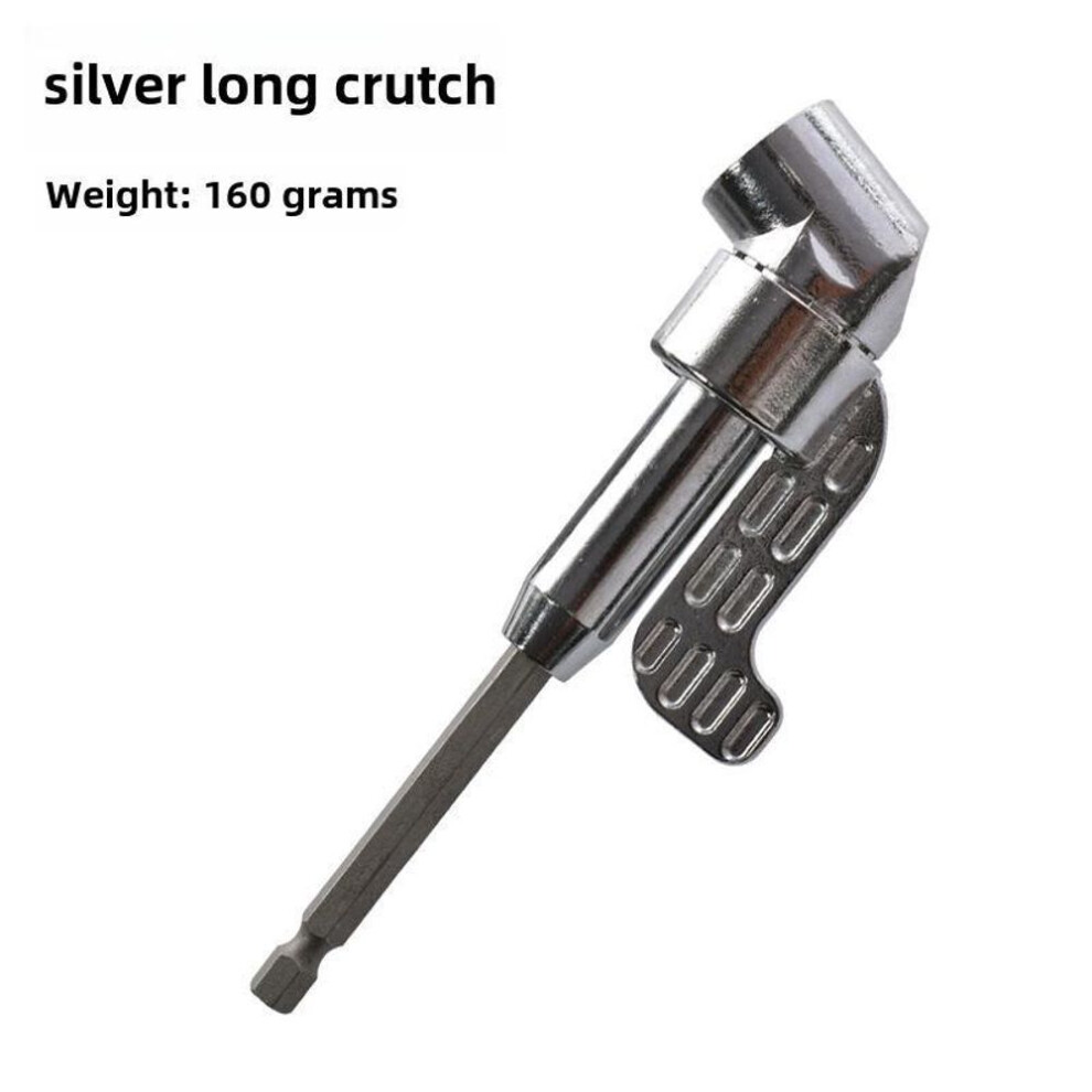 (silver, long crutch batch) 105-degree Screwdriver Head With Hexagonal Handle, Perfect For Tight Corners In Electric Socket Installations. Ideal For Electric Drill Use.