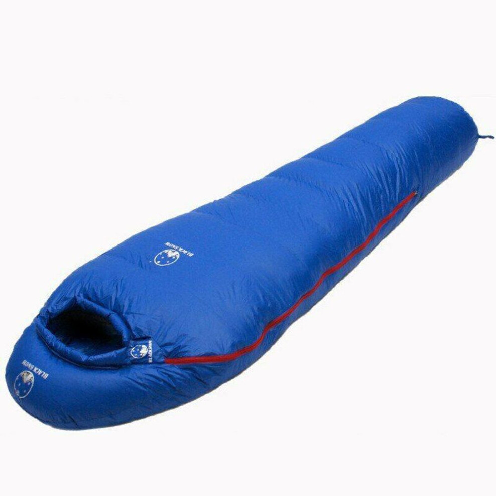 (blue, M) Very Warm White Goose Down Filled Adult Mummy Style Sleeping Bag Fit For Winter Thermal 4 Kinds Of Thickness Camping Travel