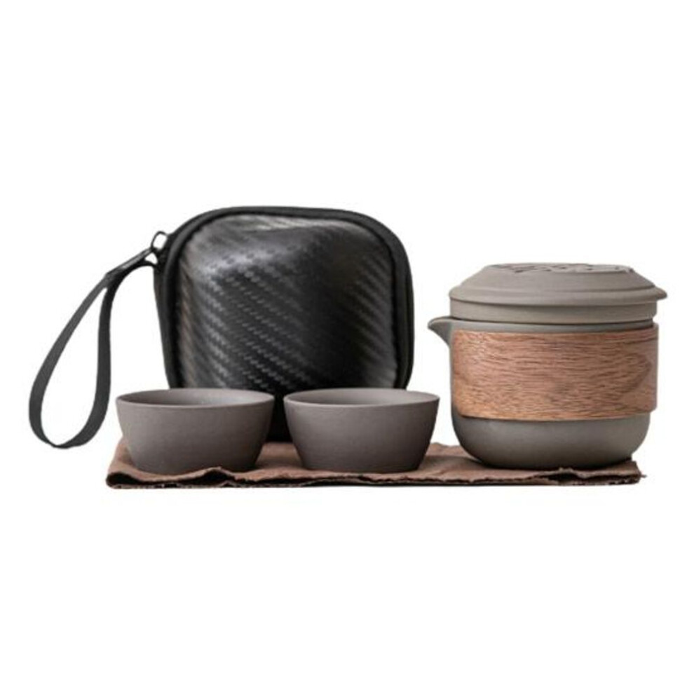 (A) 1 Set Travel Tea Set Teapot Craving Food Grade High Temperature Resistant Small Nozzle Thick Ceramic Teacups Portable Travel Drinkware