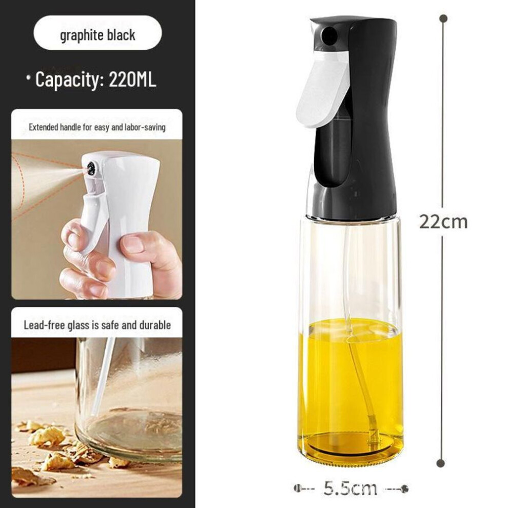 (black, 220ML) Glass Oil Spray Bottle with Filter - Kitchen & BBQ Atomizer