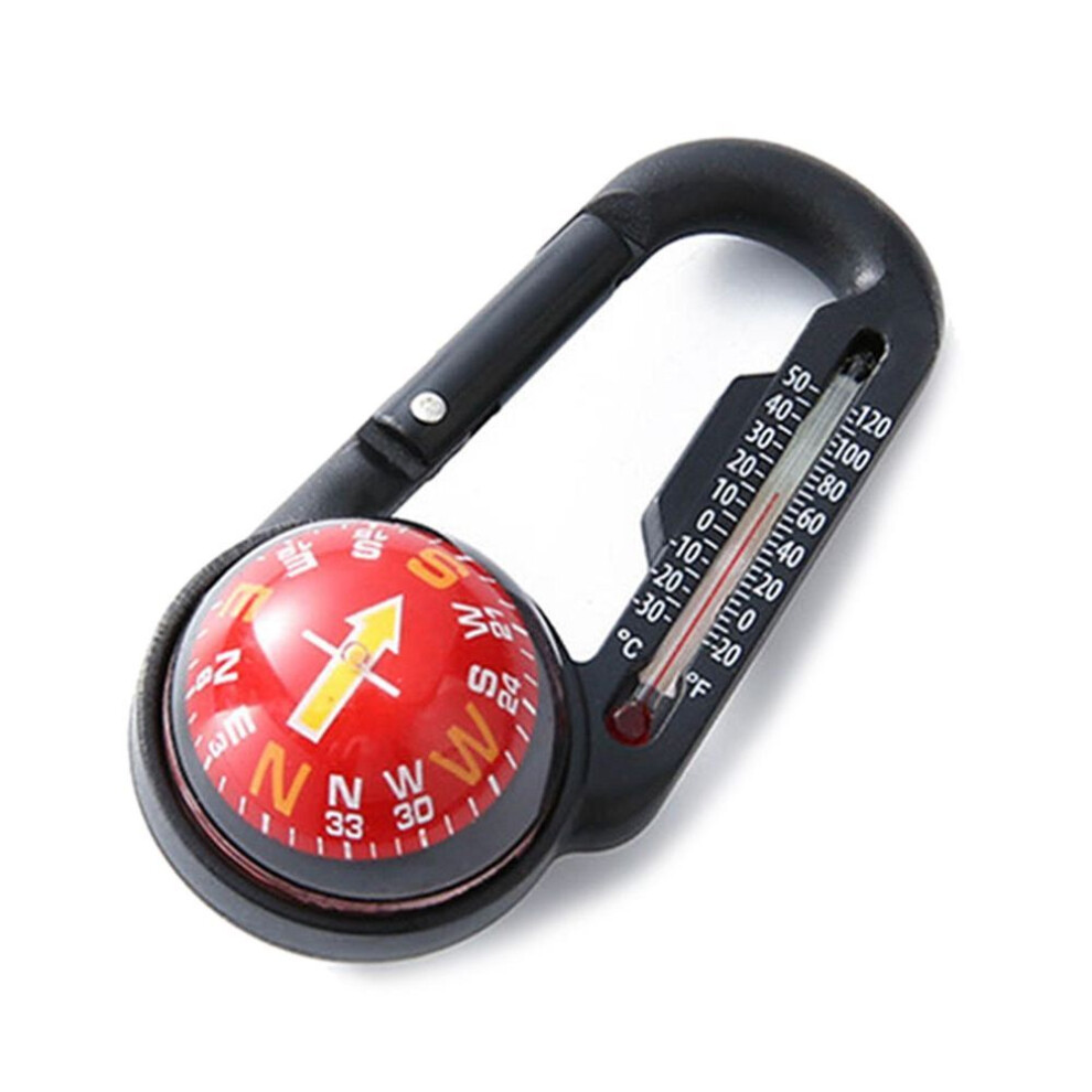 (as the picture) Mini Compass Carabiner Clip Convenient Outdoor Survival Tool With Built In Thermometer Pocket-sized Waterproof Keychain