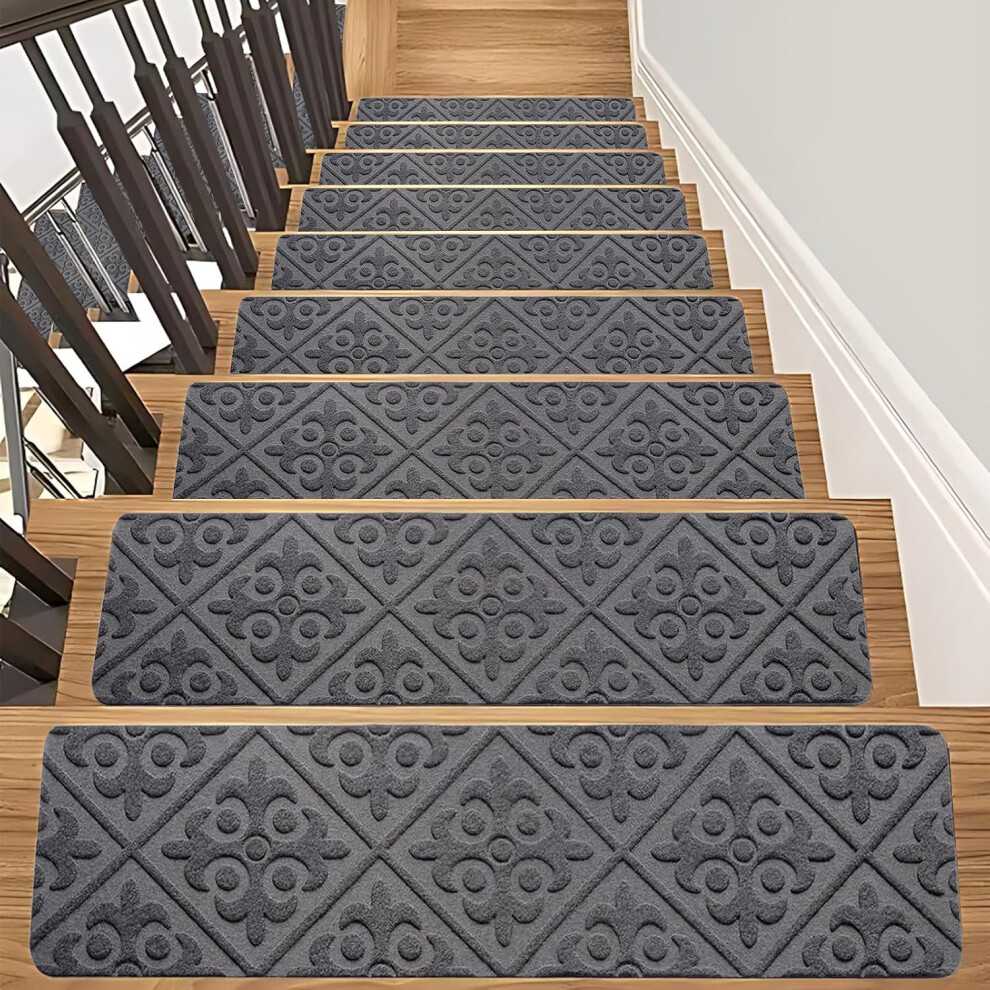 (Floral a) Non Slip Stair Runner Carpet for Staircases Carpet Treads for Stairs Indoor Stair Pads Mats for Kids Elders and Your Dogs 8 * 30" (floral A)