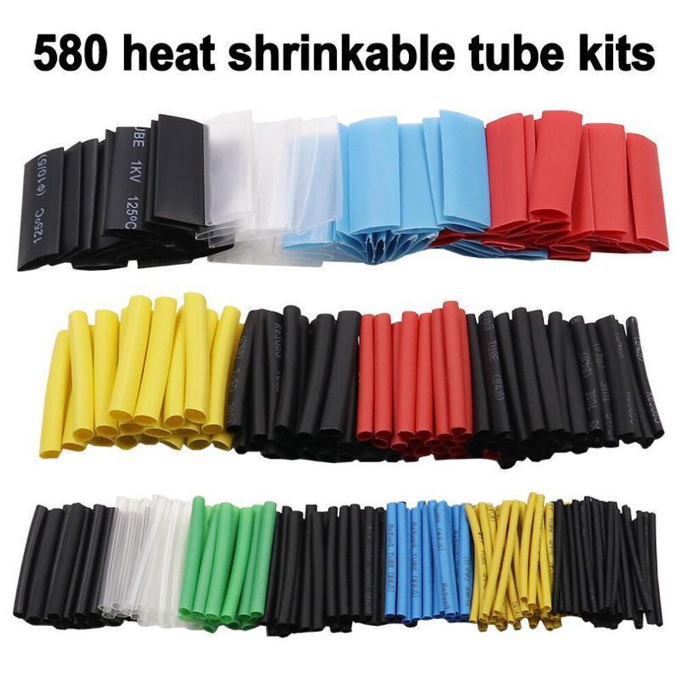 (580pcs box pack) 580pcs Waterproof Flame Retardant Heat Shrink Tubing Set: Colored Insulation Sleeves With Box