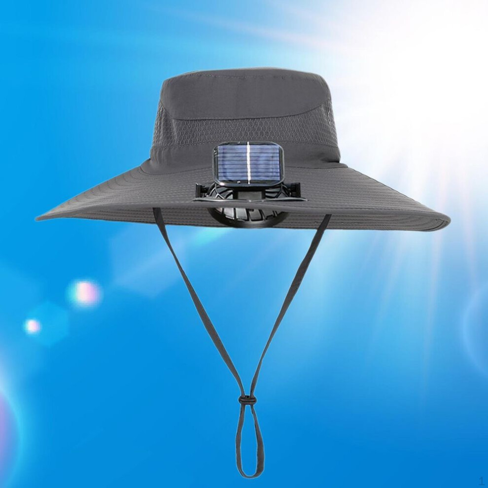 (as the picture, dark gray) Cooling Fan Hats 3 Speeds Sun Hat for Sports Garden Travel Beach Climbing