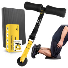 Nordic Hamstring Curl-band met fitnesskniemat, houdt 190 kg vast voor hamstring curls, sit-up bar voor op de vloer, Spaanse squats, buikspieroefeninge