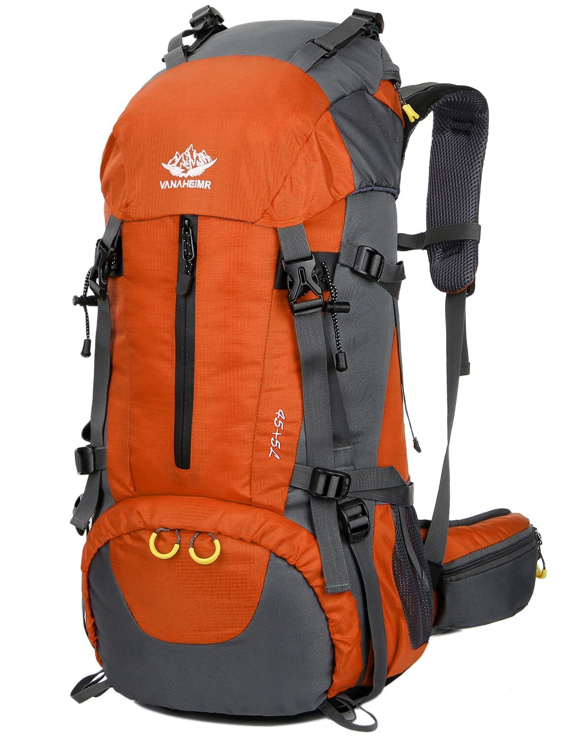 Sac à Dos De Randonnée 50L – Imperméable Avec Housse De Pluie – 45+5L Orange – Neuf