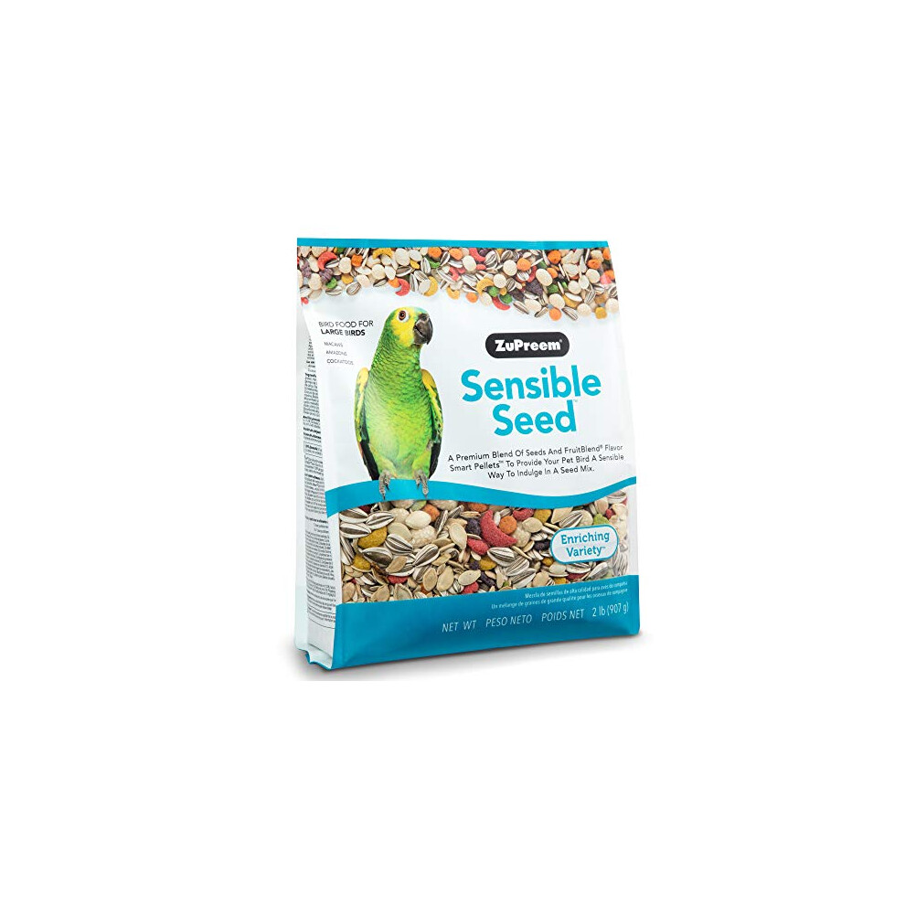 ZuPreem Sensible Seed Bird Food for Large Birds 2 lb Bag Premium Blend of Seeds and FruitBlend Pellets for Amazons Macaws c