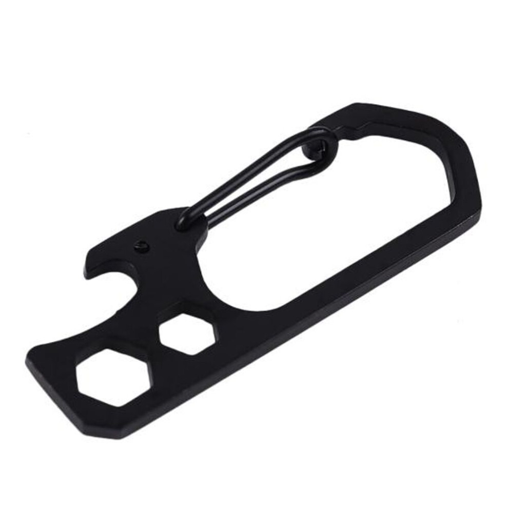 (black) Stainless Steel Key Ring Carabiner Hook Bottle Opener Hexagon Wrench Latch Hooks