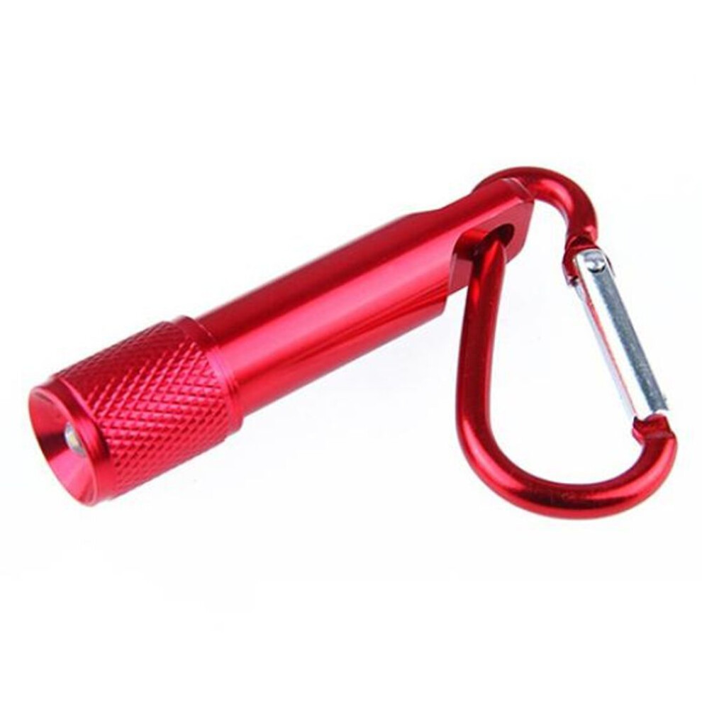 (red, M) Outdoor Mini Led Flashlight Carabiner Clip Keychain Portable Sports Torch Latch Hooks
