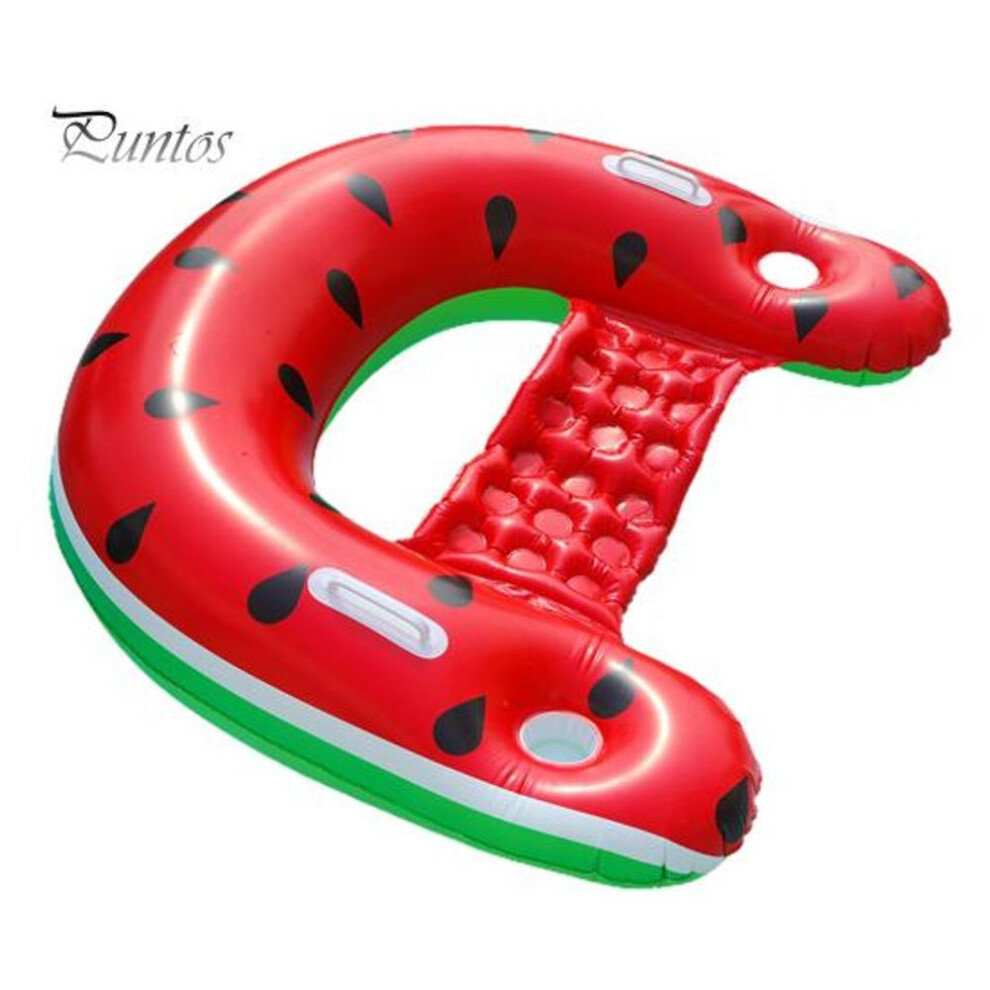 (Red) Inflatable Pool Float Chair With Cup Holders Armrests Stable U-Shaped Pool Floating Chair Portable Anti-Tipping Swimming Pool Lounger For Beach Red