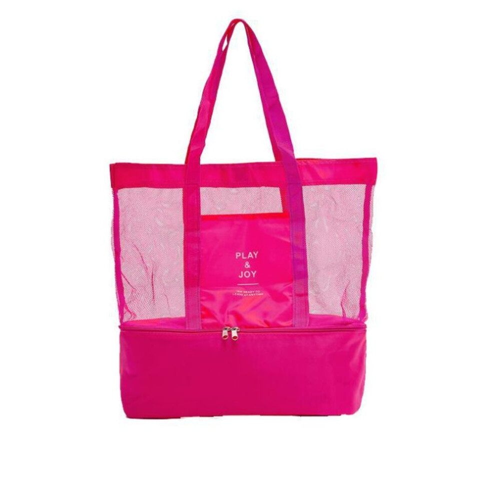 (rose red, Rose Red) Insulated Travel Picnic Bag With Logo, Hand-held, Large Breathable Beach Bag For Dry/wet Separation