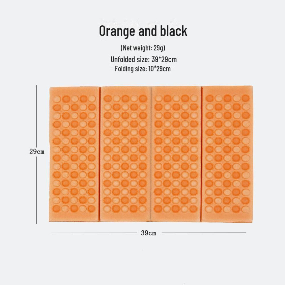 (orange,black, Four-fold cushion) Portable Outdoor Waterproof Folding Picnic Mat