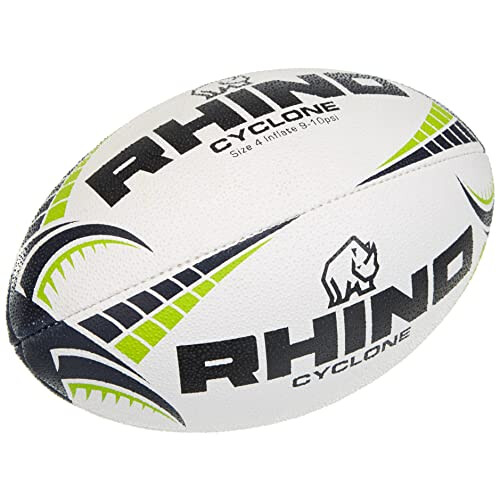 Rhino cyclone Rugby Ball, White, Size 5