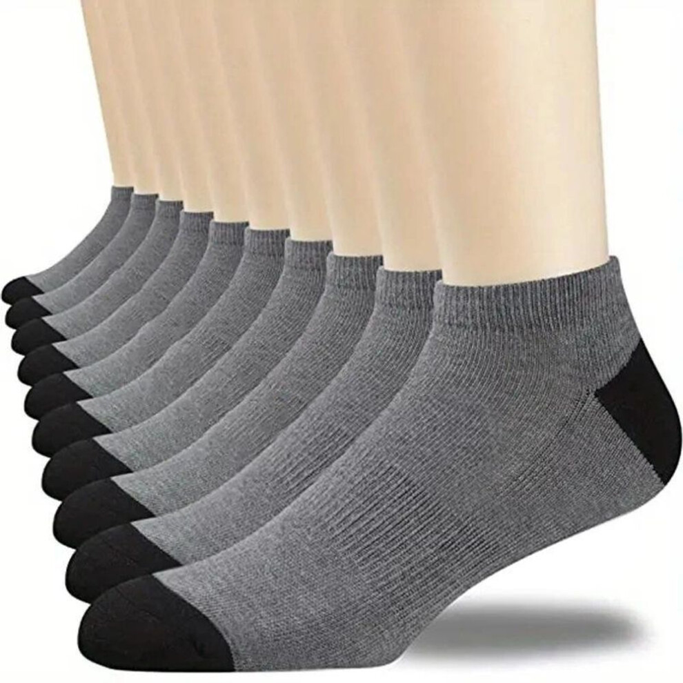 (grey, One Size) Men&apos;s Black & White Boat Socks - Breathable, Sweat-Absorbent Cotton Blend, Perfect for Summer, Spring, and Autumn.