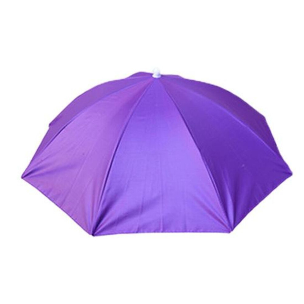 (purple) Hat With Elastic Headband Waterproof Head Umbrella Hat Portable Hands-free Folding Cap Fishing Hiking Sunshade Hat