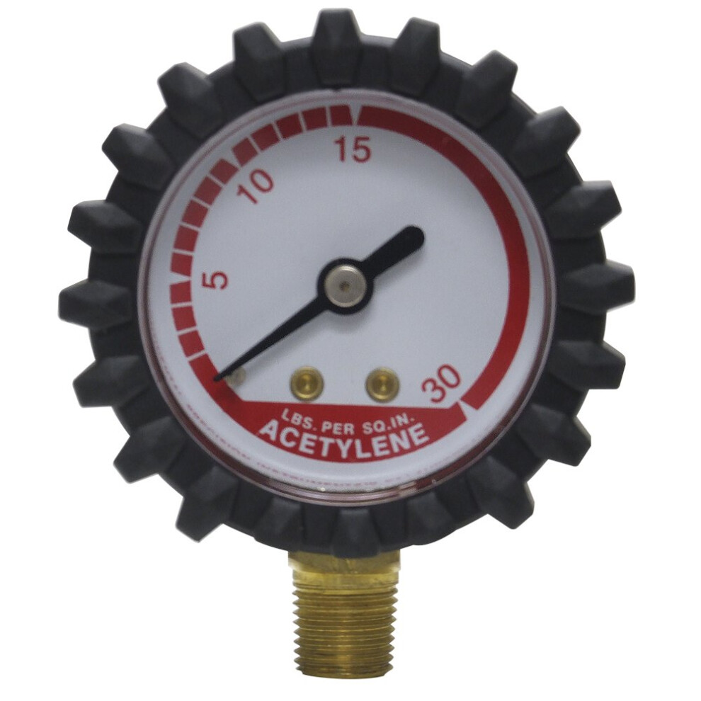 Uniweld G15D 1-1/2-Inch 30 Psi Acetylene Replacement Delivery Gauge With Protective Rubber Gauge Boots-image