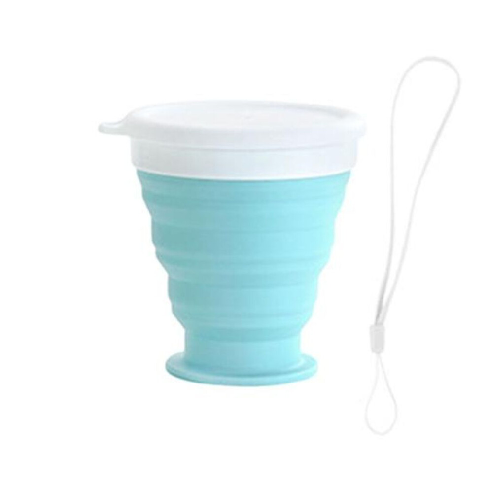 (blue, 200ML) Silicone Collapsible Travel Cup Set 550/350/200/100/950ML Folding Camping Cup Bowl Expandable Drinking Cup