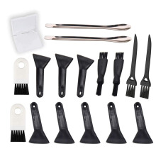 Waxkri Black Scrapers Brushes and Spoons Kit til Herb Grinder 8 PCS Scrapers 6 PCS 3 typer børster 2 stk.