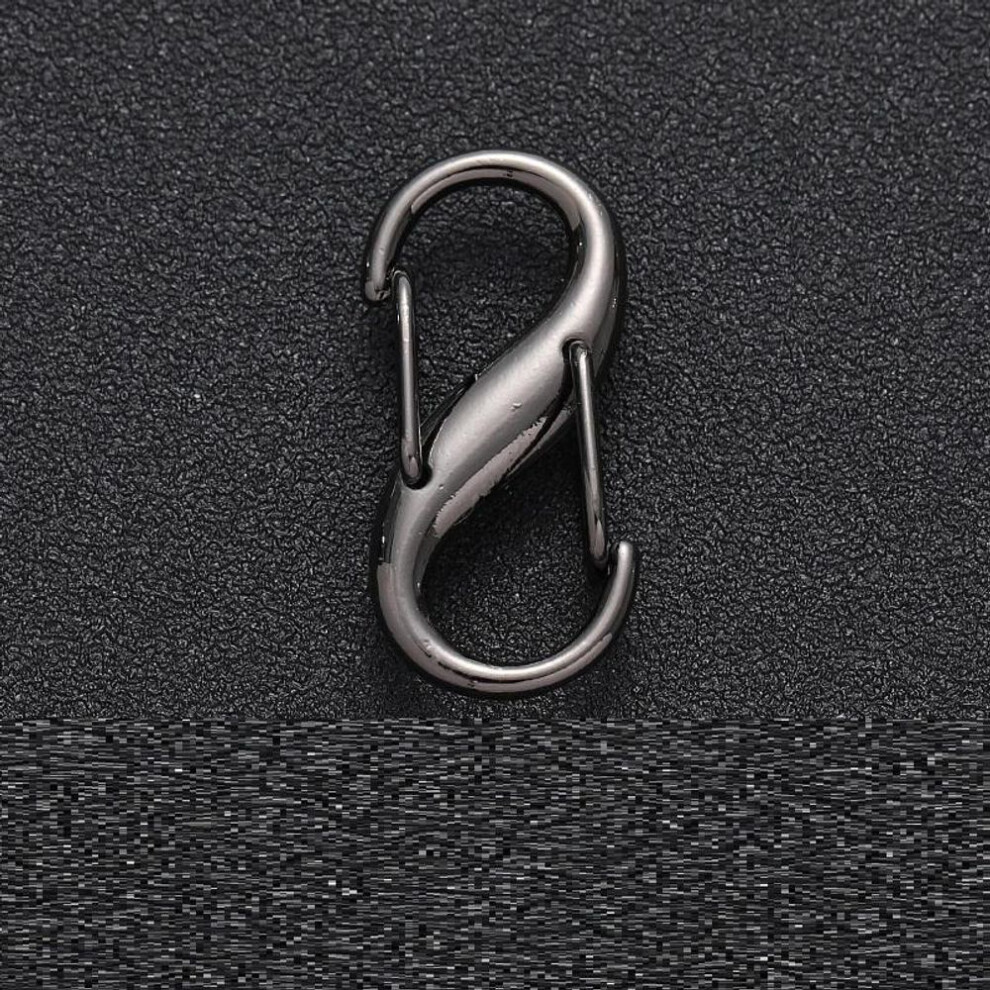 (grey) 10 pcs Double Hook Spring Buckle Keychain Stainless Steel Carabiner Outdoor Clip Tool Split Ring