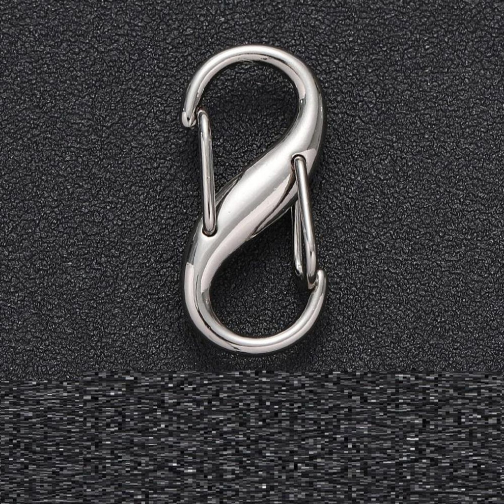 (silver) 10 Pcs Double Hook Spring Buckle Keychain Stainless Steel Carabiner Outdoor Clip Tool Split Ring