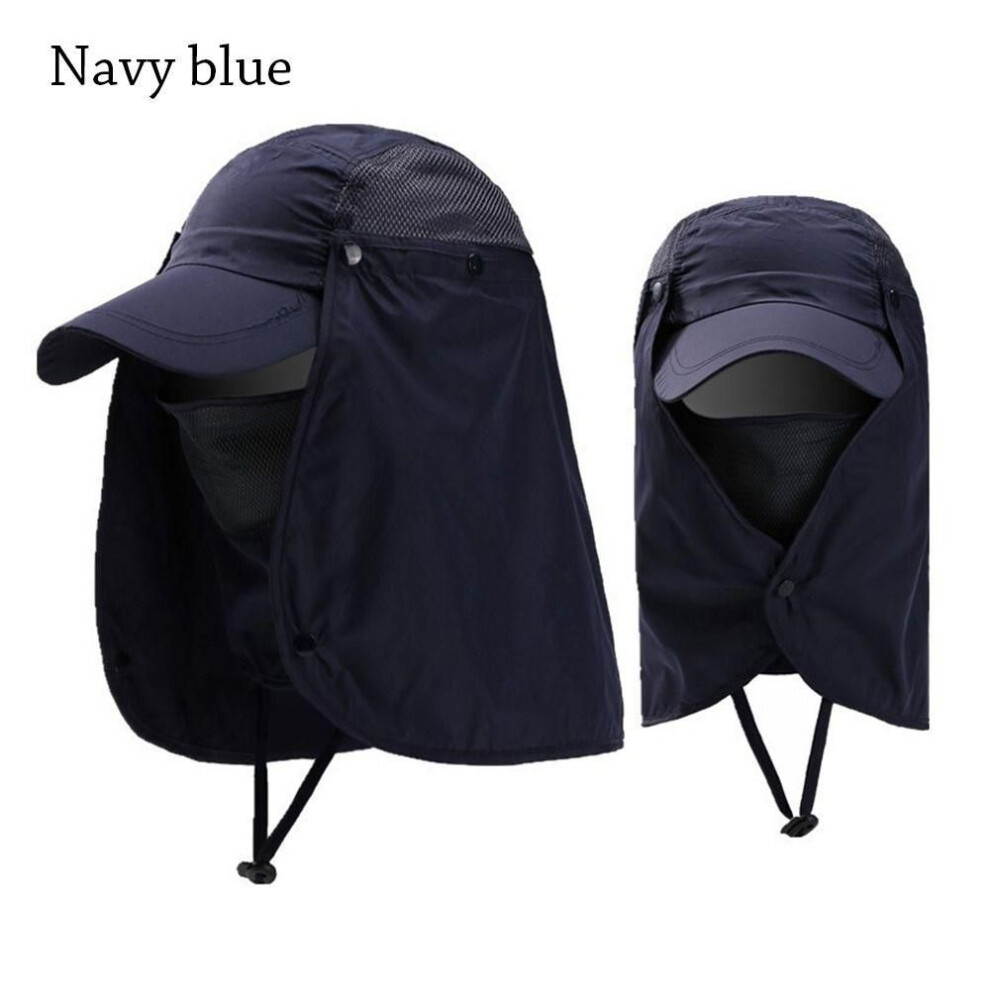 (navy blue) Uv Sun Protection Neck Face Adjustable Fisherman Cap Fishing Sun Hat Baseball Cap Sunshade Hat