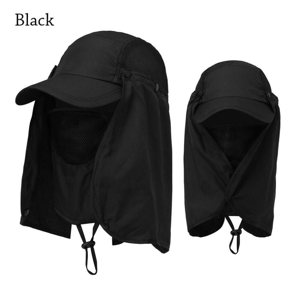 (black) Uv Sun Protection Neck Face Adjustable Fisherman Cap Fishing Sun Hat Baseball Cap Sunshade Hat
