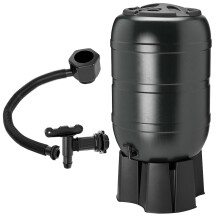 210 Litre Black Water Butt With Stand, Filler, Tap & Lockable Lid