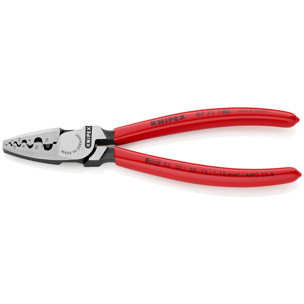 Knipex 97 71 180 Crimping Pliers for end sleeves 0 25-2 5mm with soft handle VDE-tested
