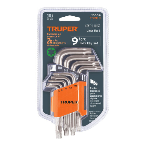 Truper Torx-9 9-PC Torx Key Set Folding Plastic Holder 1