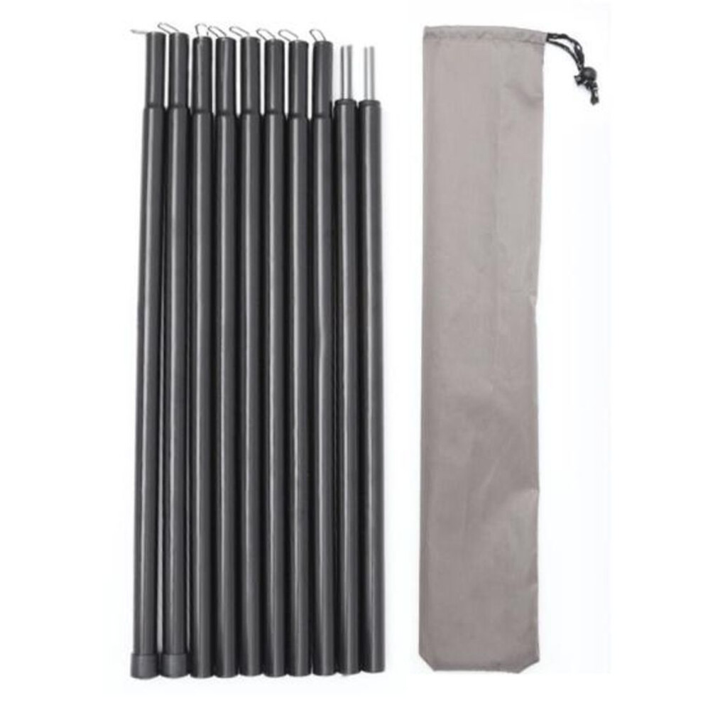 (19mm) 1 Set Canopy Support Pole With Storage Bag 10 Sections Heavy Duty Metal Outdoor Beach Hiking Camping Sunshade Hammock Tarpaulin Tent Support Iron Rod