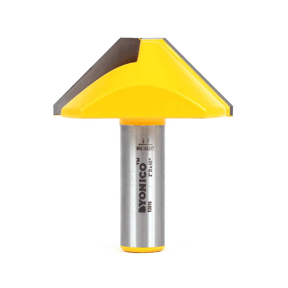 Yonico V Groove Flat Bottom Router Bit 2Inch Diameter 45 Degree 12Inch Shank 13919 603915000433