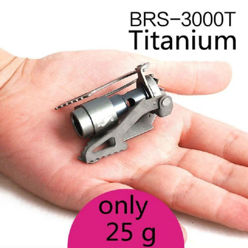 (silver) Portable Mini Camping Titanium Stove Outdoor Gas Stove Survival Furnace Stove Pocket Picnic Cooking Gas Burner Brs-3000t