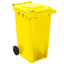 Yellow 240L Standard Recycling Wheelie Bin With Rubber Wheels & Lid