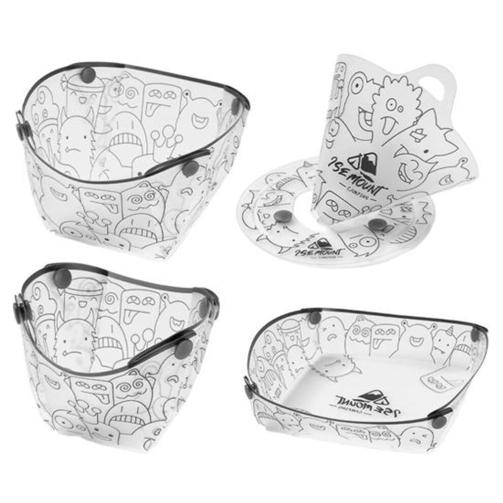 1 Set Outdoor Folding Tableware With Bowl Plate Water Cup Coffee Drip Filter Portable Lightweihgt Camping Hiking Pinnic Collapsible Dinnerware Kit